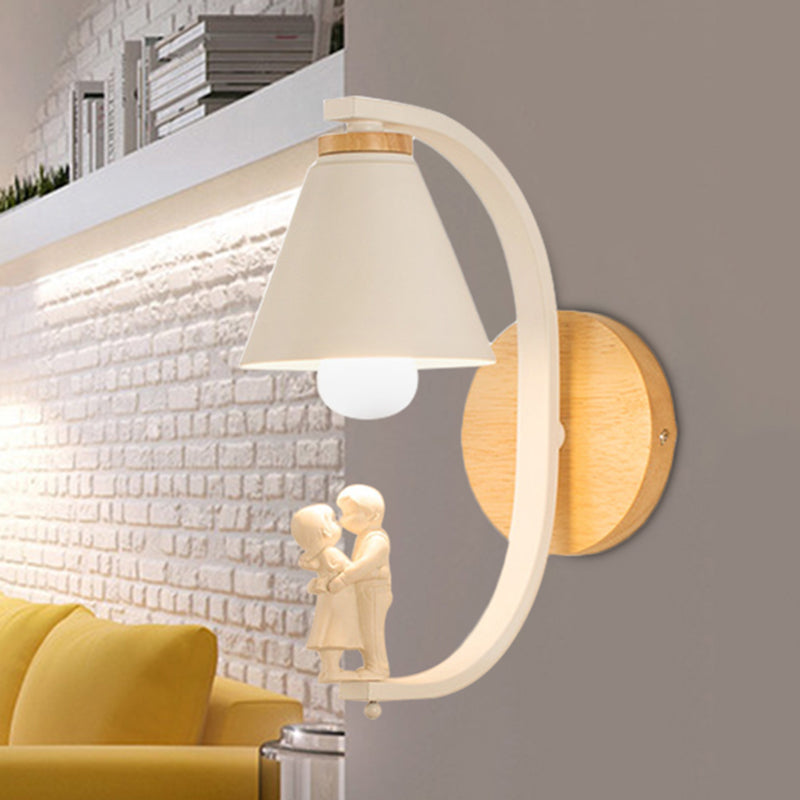 Vivolux | Romantische kegelförmige Wandleuchte mit Koppel Metall 1 Lampe Wandlicht für Studierzimmer