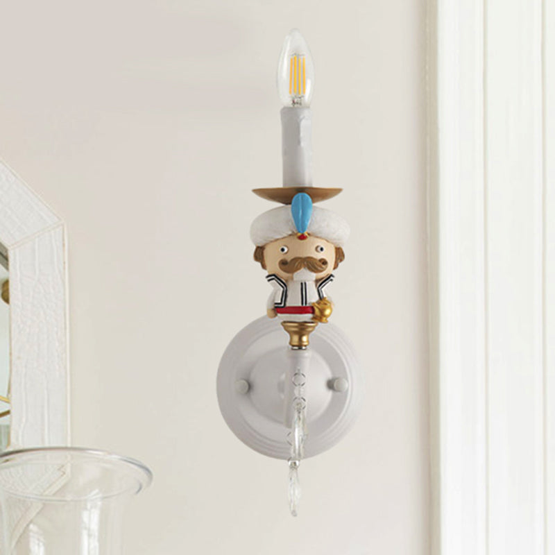 Vivolux | Wandlampe Kaars mit Cartoonfiguren und Kristall Deco Harz 1 Licht Moderne Wandlampe in Weiß für Kinderzimmer