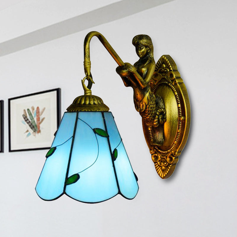Vivolux | 1 Hoofdmontage Verlichting Tiffany Lily Blauw/Geel Glazen Wandlamp voor Gang