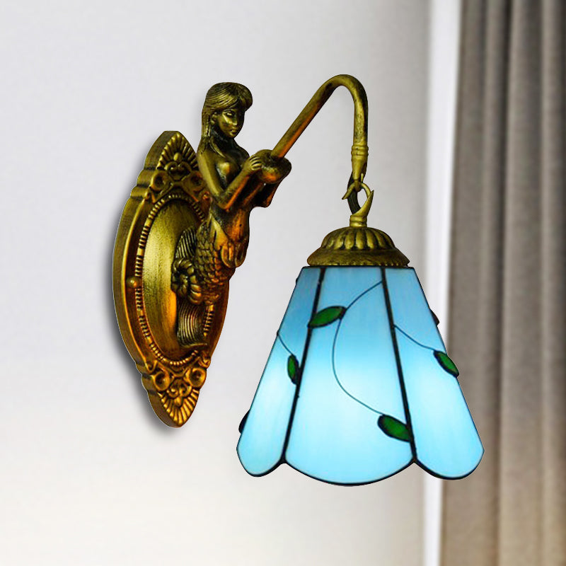 Vivolux | 1 Hoofdmontage Verlichting Tiffany Lily Blauw/Geel Glazen Wandlamp voor Gang