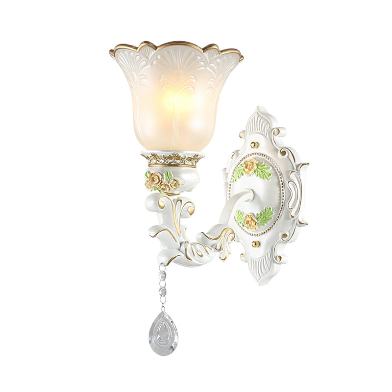 Vivolux | Opal Glass Flower Wandlamp Licht Traditioneel 1/2 Lichten Woonkamer Wandlamp Fitting in Wit