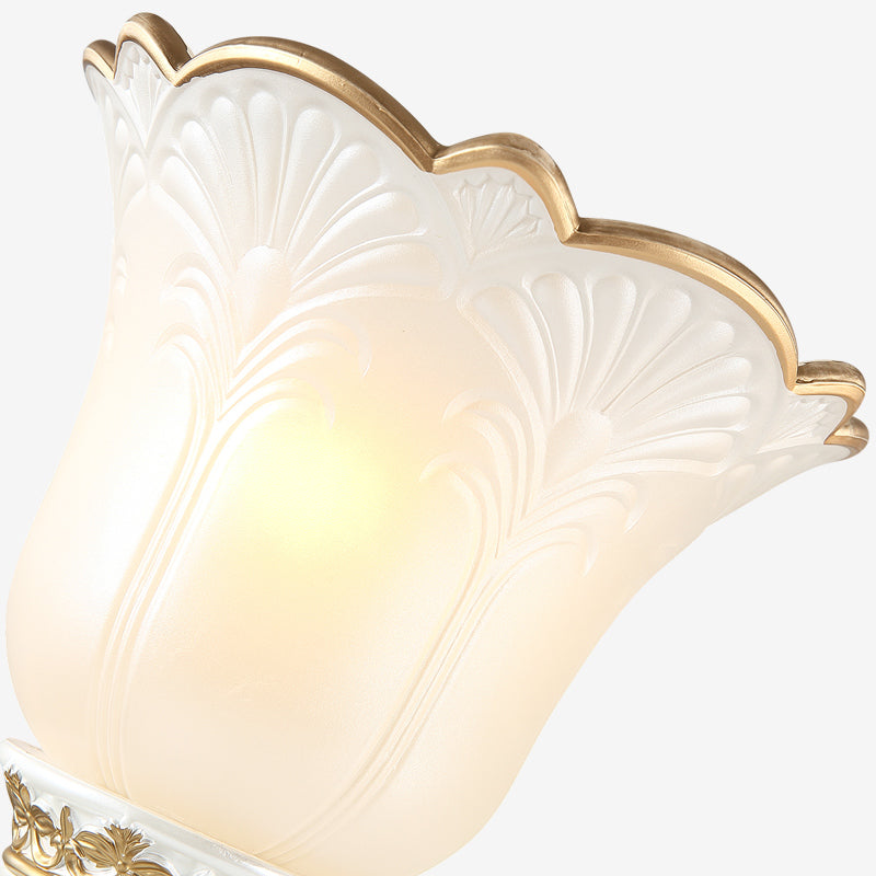 Vivolux | Opal Glass Flower Wandlamp Licht Traditioneel 1/2 Lichten Woonkamer Wandlamp Fitting in Wit