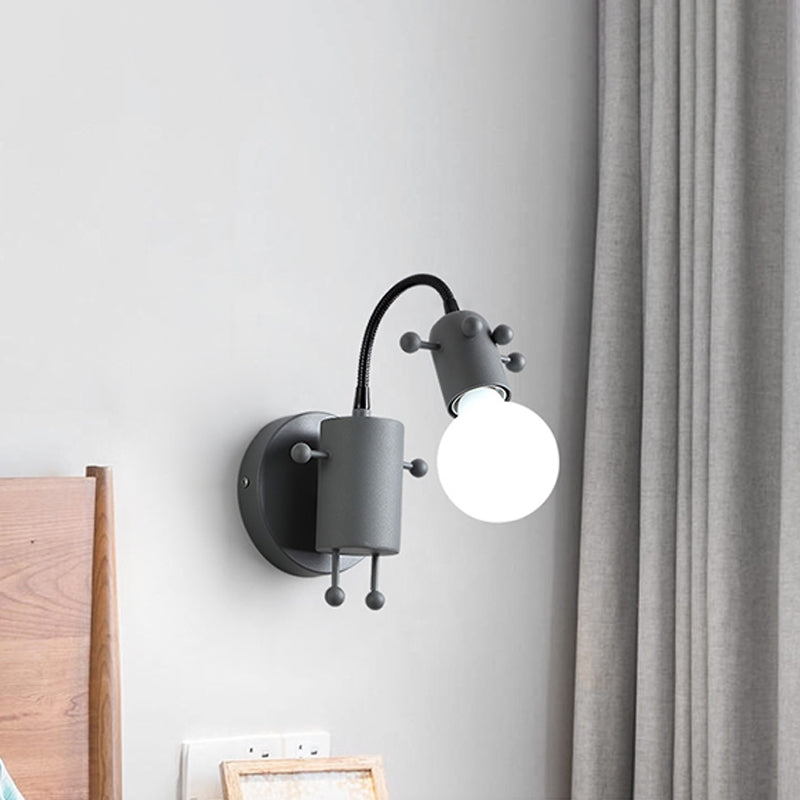 Vivolux | Open Bulb Verstelbare Wandlamp Modernistisch Metaal 1 Hoofd Wandmontage Verlichting in Grijs/Wit/Groen