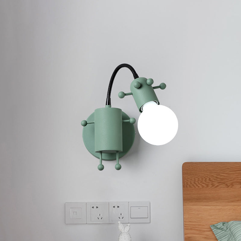 Vivolux | Open Bulb Verstelbare Wandlamp Modernistisch Metaal 1 Hoofd Wandmontage Verlichting in Grijs/Wit/Groen
