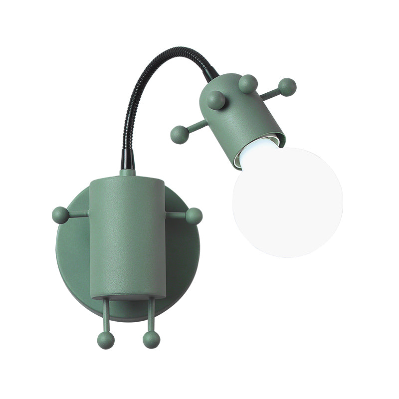 Vivolux | Open Bulb Verstelbare Wandlamp Modernistisch Metaal 1 Hoofd Wandmontage Verlichting in Grijs/Wit/Groen