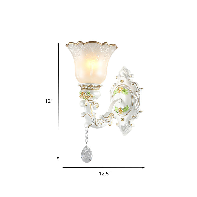 Vivolux | Opal Glass Flower Wandlamp Licht Traditioneel 1/2 Lichten Woonkamer Wandlamp Fitting in Wit