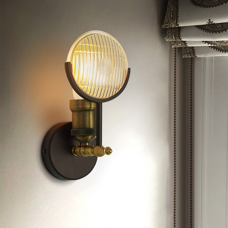 Vivolux | Runde klare Glaswandlampe Kolonial 1-Glühlampe Innen Wandmontiertes Lichtgerät in Schwarz und Gold