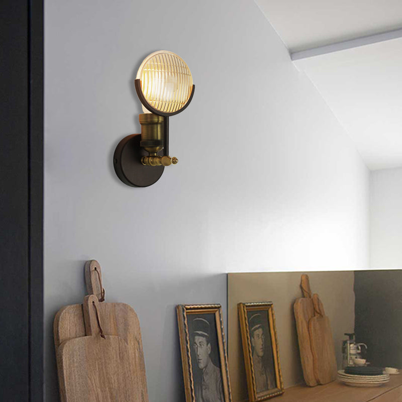 Vivolux | Runde klare Glaswandlampe Kolonial 1-Glühlampe Innen Wandmontiertes Lichtgerät in Schwarz und Gold