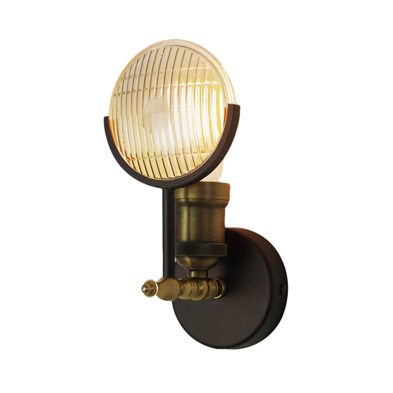 Vivolux | Runde klare Glaswandlampe Kolonial 1-Glühlampe Innen Wandmontiertes Lichtgerät in Schwarz und Gold