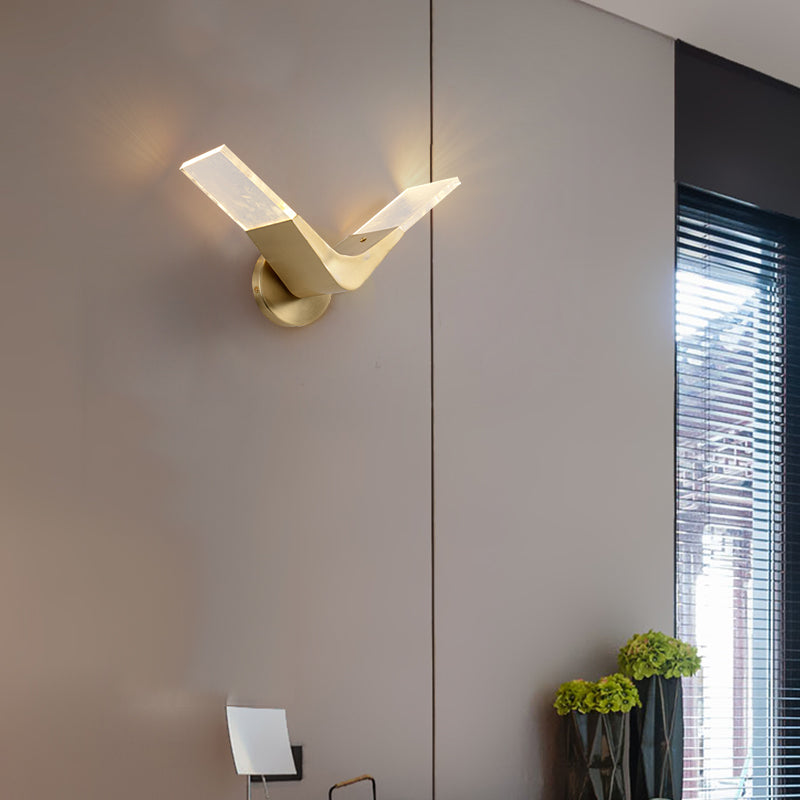 Vivolux | V-vormige metalen wandlamp Simpliciteit gouden LED wandmontage lichtarmatuur in warm/wit licht