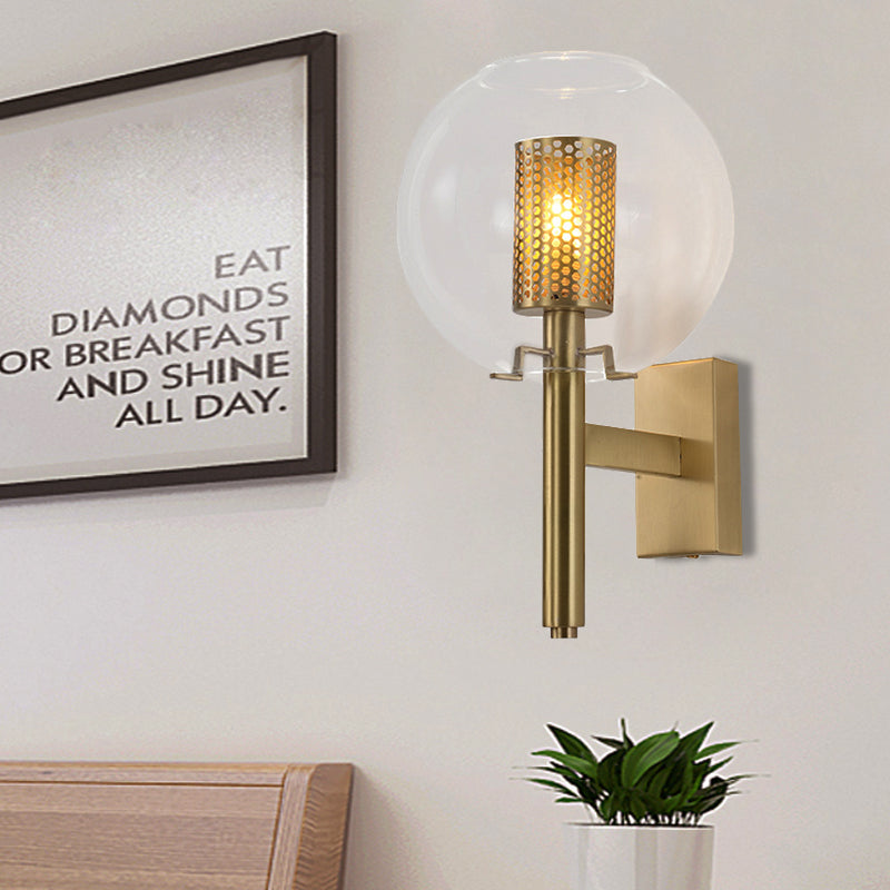 Vivolux | 1 Kopf Messing Wandbeleuchtung Minimalistisch Goldfinish Zylindrisches Netz Wandmontierte Lampe