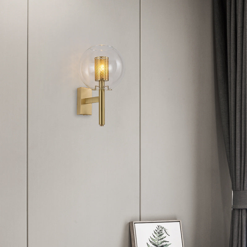 Vivolux | 1 Kopf Messing Wandbeleuchtung Minimalistisch Goldfinish Zylindrisches Netz Wandmontierte Lampe