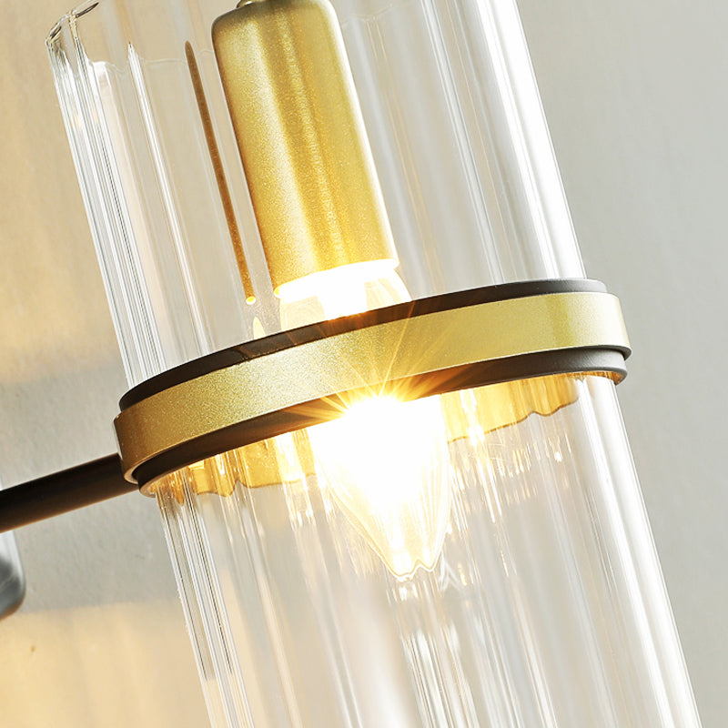 Vivolux | Schwarz 1 Glühbirne Band Wandlampe Zeitgenössische Eisen Zylinder Wandleuchte mit klarem Glasschirm