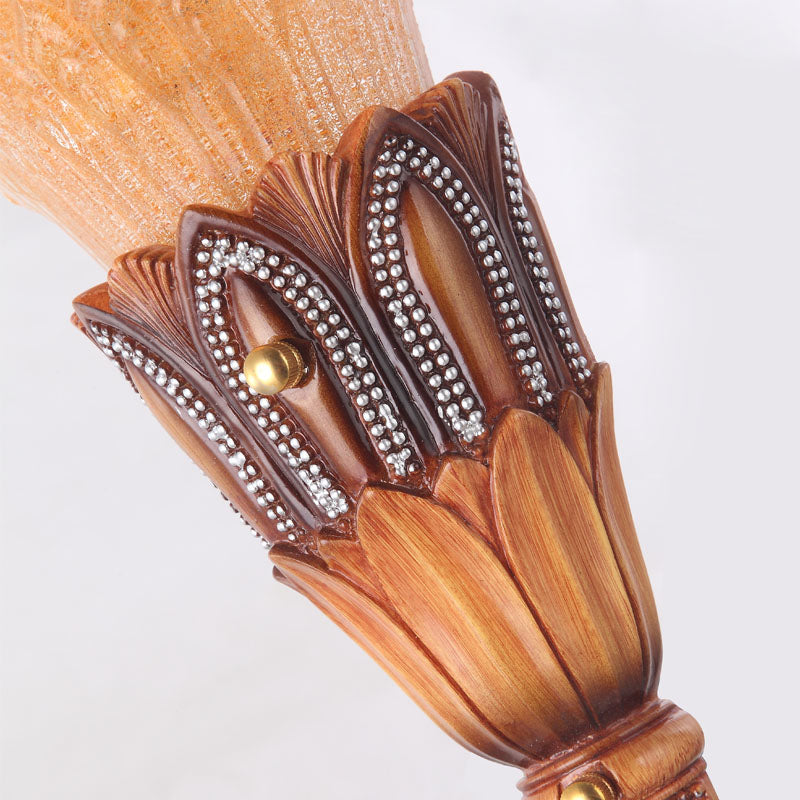 Vivolux | Textured Glass Flower Sconce Light Koloniale Einzelkopf Wohnzimmer Flush Mount Wandlicht in Braun