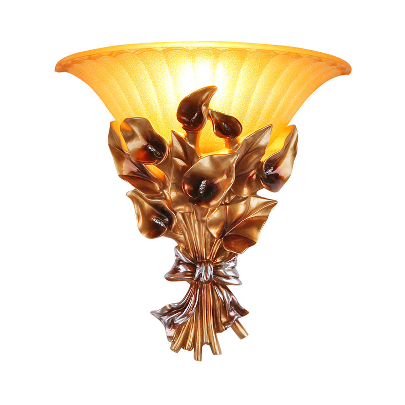 Vivolux | Sandgestrahlte Glas Halter Wandlampe Vintage Stil 1 Glühbirne Goldene Wandlampe