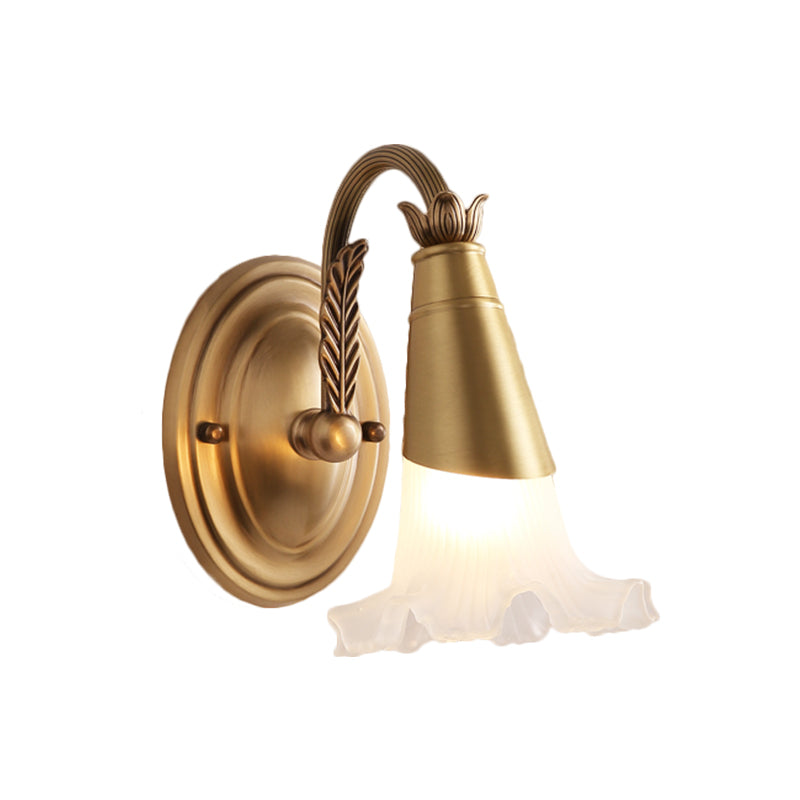 Vivolux | Traditioneller Stil Blumenwandlampe 1/2-Licht mattiertes Glaskerzenhalter in Gold für Badezimmer