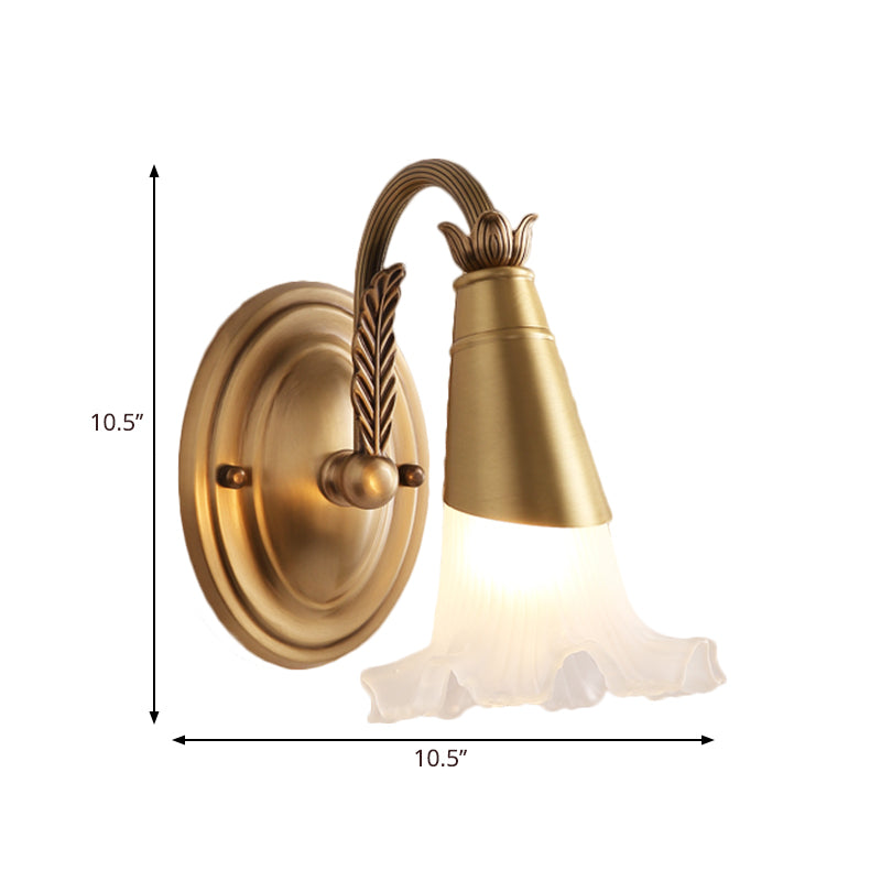 Vivolux | Traditioneller Stil Blumenwandlampe 1/2-Licht mattiertes Glaskerzenhalter in Gold für Badezimmer