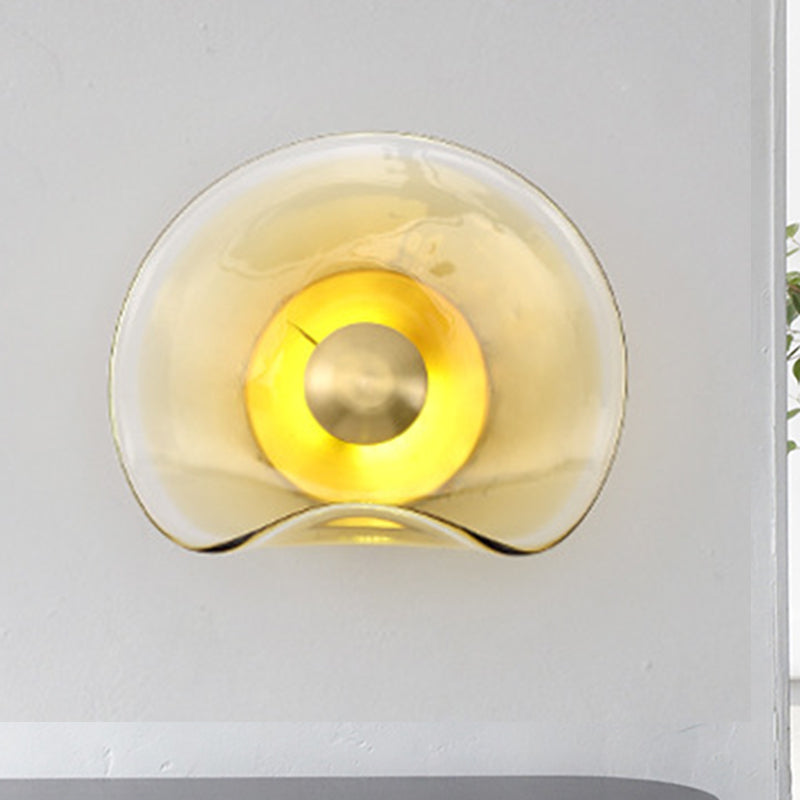 Vivolux | Runde Gold Glas Wandlampe Kolonial 1 Kopf Flush Mount Wand Leuchte für Wohnzimmer