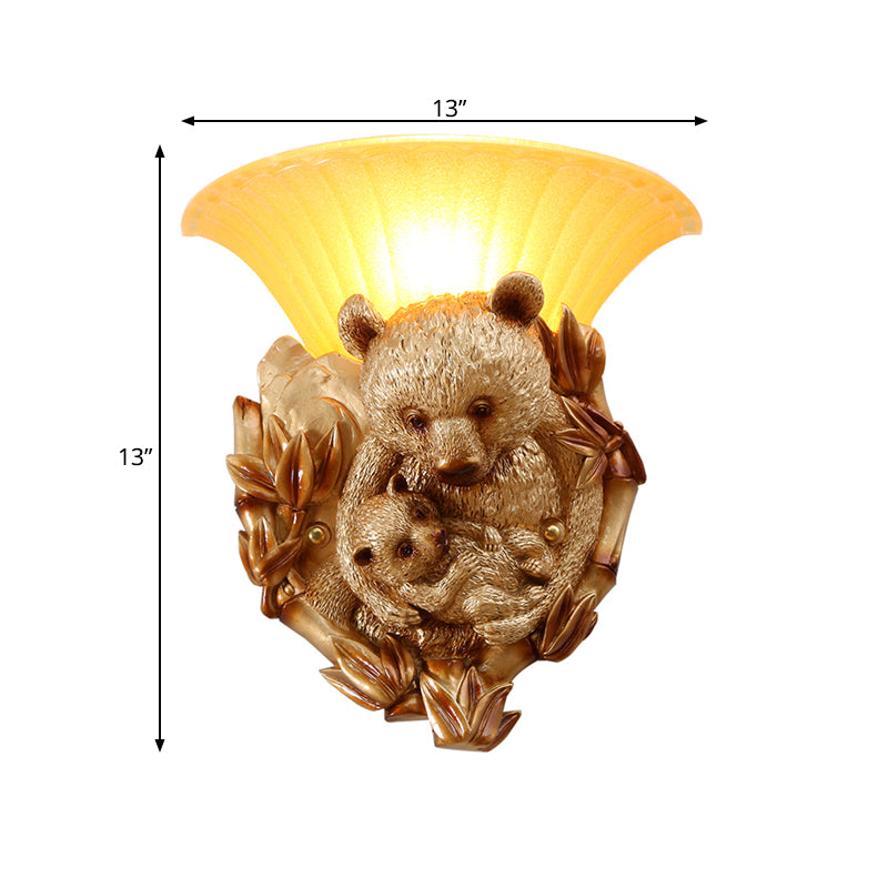 Vivolux | Resin Bear Mama en Baby Sconce Licht Vintage 1-Lichts Gouden Wandmontage Verlichting Ideeën
