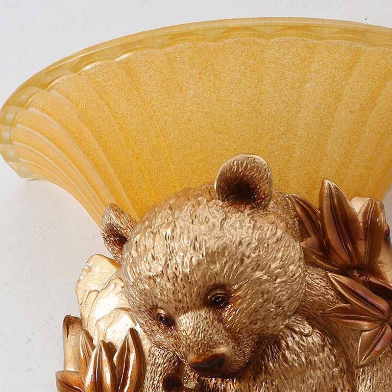 Vivolux | Resin Bear Mama en Baby Sconce Licht Vintage 1-Lichts Gouden Wandmontage Verlichting Ideeën