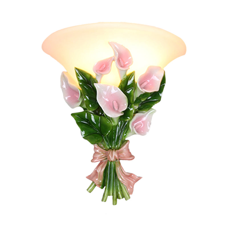 Vivolux | Resin Bouquet Flush Mount Moderne 1 Licht Wandlamp Sconces in Zwart/Groen met Opal Frosted Glas