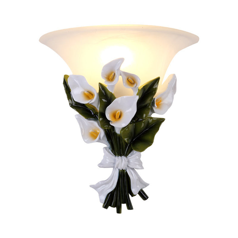 Vivolux | Resin Bouquet Flush Mount Moderne 1 Licht Wandlamp Sconces in Zwart/Groen met Opal Frosted Glas