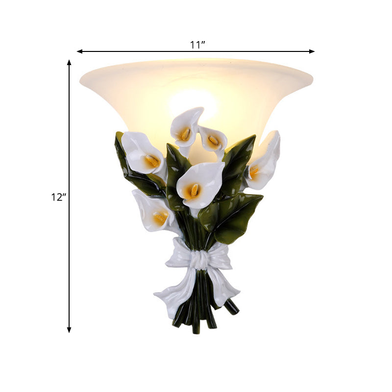 Vivolux | Resin Bouquet Flush Mount Moderne 1 Licht Wandlamp Sconces in Zwart/Groen met Opal Frosted Glas