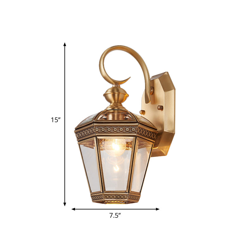Vivolux | Traditioneel Geometrisch Wandmontage Licht Enkele Gloeilamp Messing Metalen Wandarmatuur voor Balkon, 6"/7.5" Breed