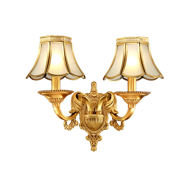 Vivolux | Traditionele Scallop Wandlamp 1/2-Bol Metaal Verlichting Fixture in Messing voor Woonkamer