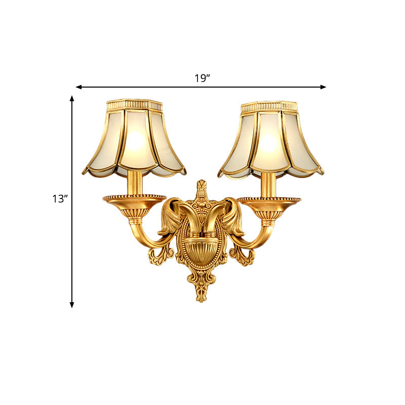 Vivolux | Traditionele Scallop Wandlamp 1/2-Bol Metaal Verlichting Fixture in Messing voor Woonkamer