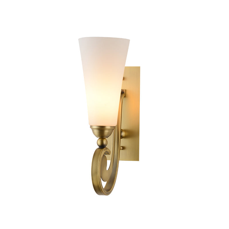 Vivolux | 1 Kopf Abgezogene Wandmontage Beleuchtung Modernismus Stil Mattglas Wandleuchte mit goldenem gebogenem Arm