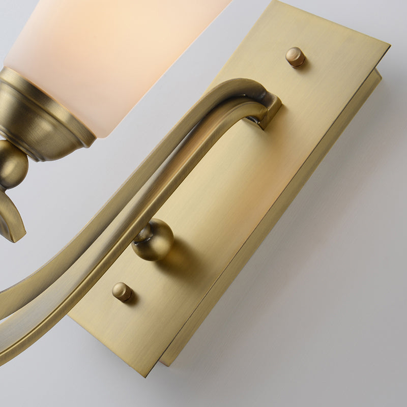 Vivolux | 1 Kopf Abgezogene Wandmontage Beleuchtung Modernismus Stil Mattglas Wandleuchte mit goldenem gebogenem Arm