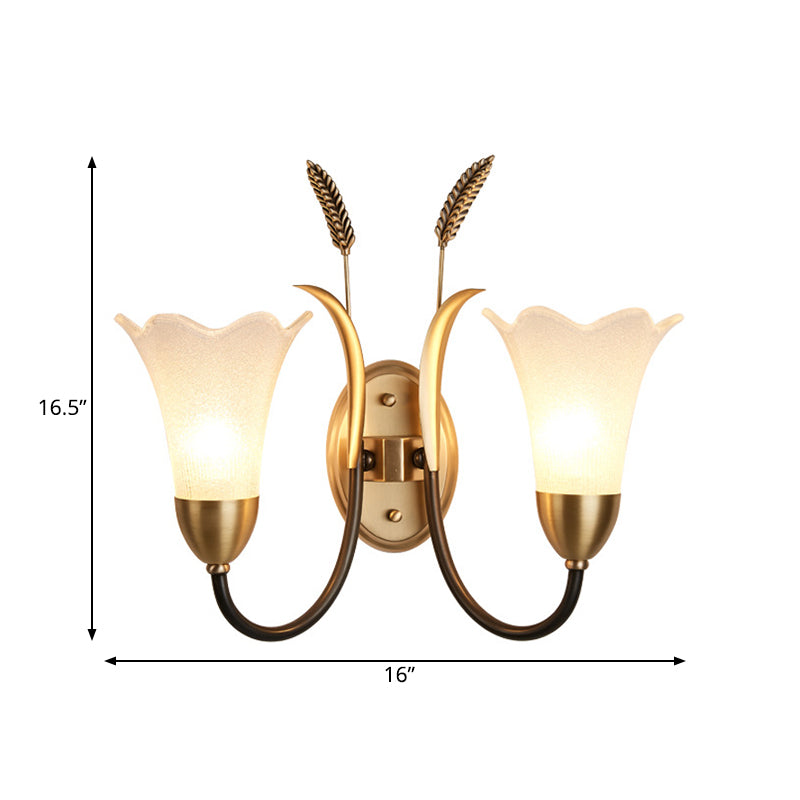 Vivolux | Opal Glas Petal Wandlamp Fixture Lodge Stylisch 1/2-Licht Wohnzimmer Wandleuchte in Messing