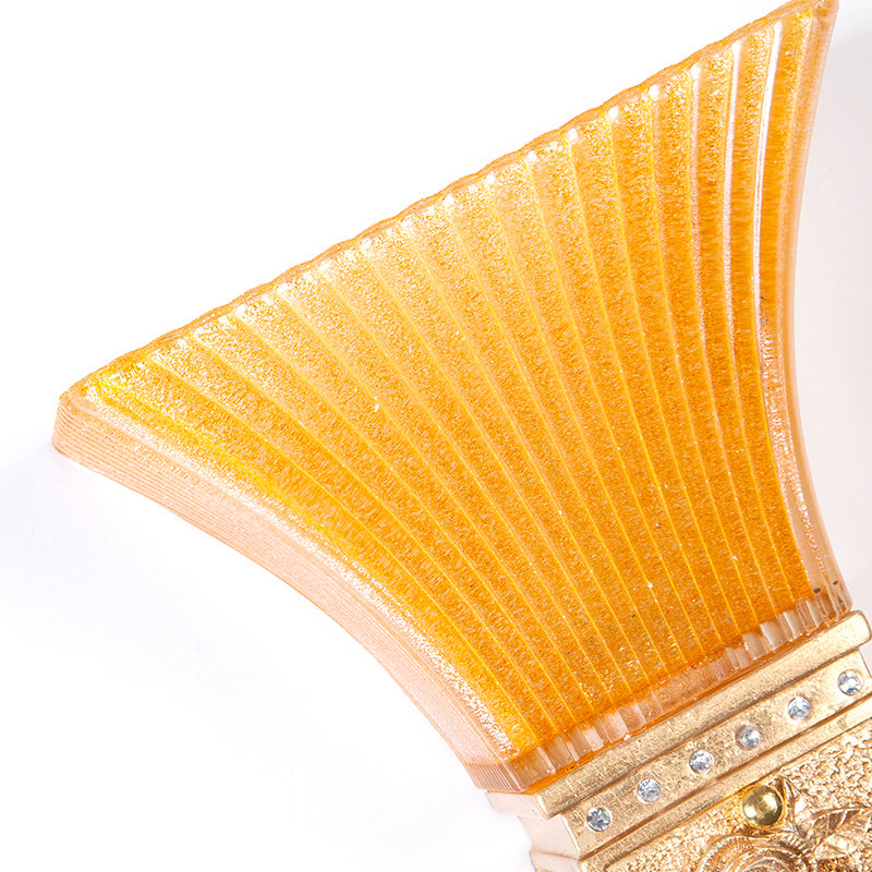 Vivolux | Traditionelle Ausklapp-Wandmontageleuchte 1 Licht Orange Glas und Harz Wandleuchte in Gold für Flur