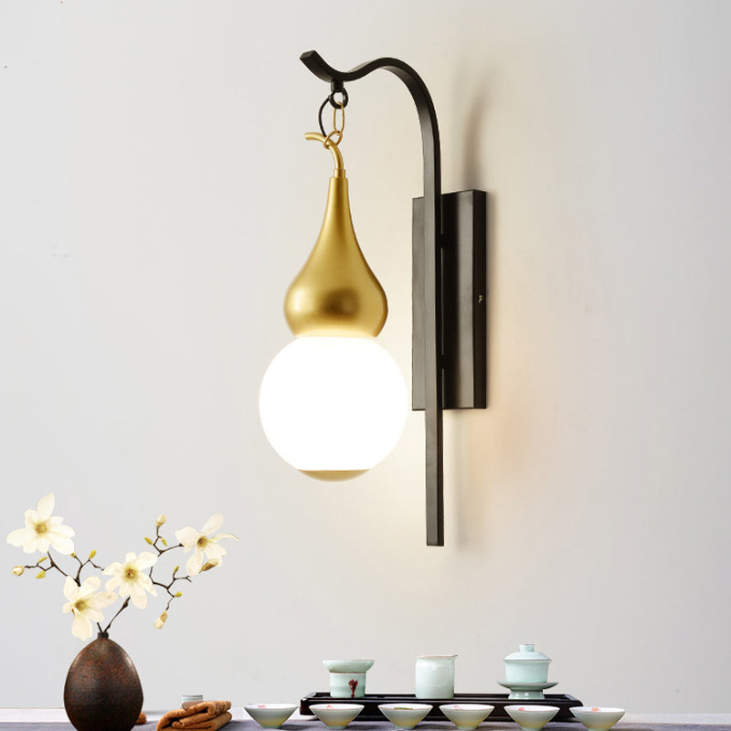 Vivolux | Schwarz 1 Licht Wandmontage Leuchte Klassischer Stil Metall Kürbisförmige Wandleuchte für Nachttisch