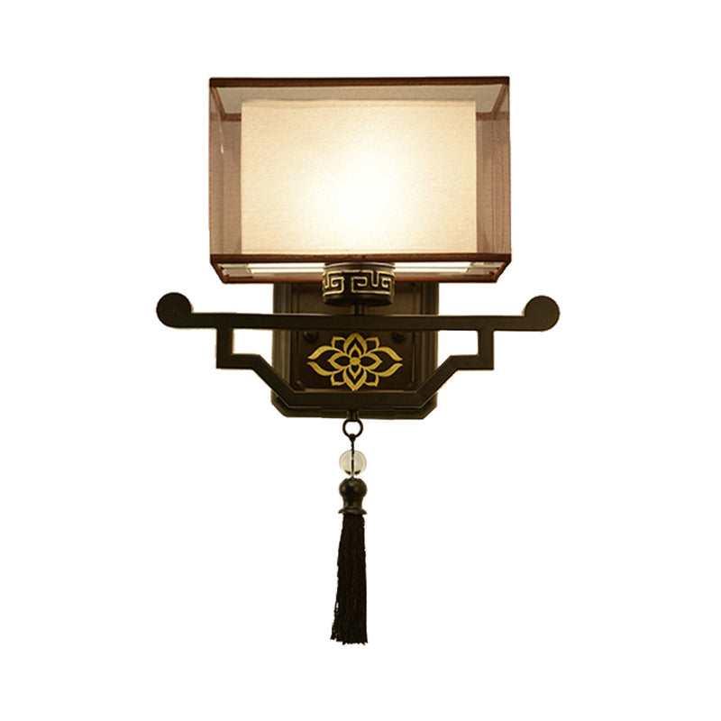 Vivolux | Schwarz 1 Licht Wandmontage Licht Traditionell Stoff Rechteck Wandlampe mit Metall Rückplatte