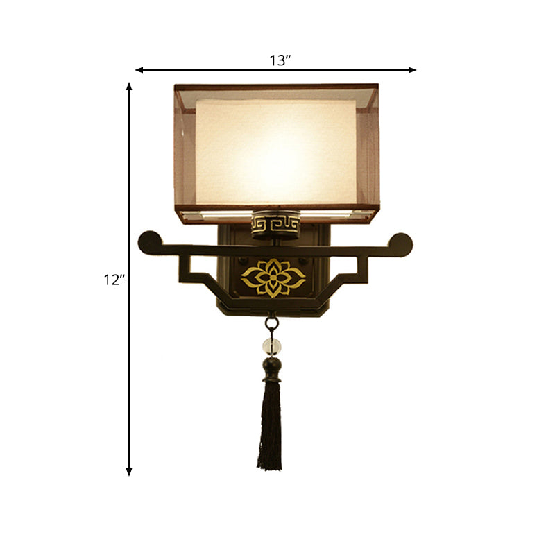 Vivolux | Schwarz 1 Licht Wandmontage Licht Traditionell Stoff Rechteck Wandlampe mit Metall Rückplatte