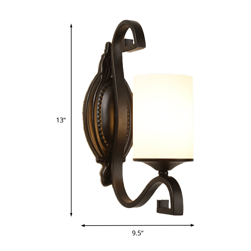 Vivolux | Opal Glas Zwarte Wandverlichting Cilinder 1 Hoofd Minimalisme Wandlamp Fixture voor Slaapkamer