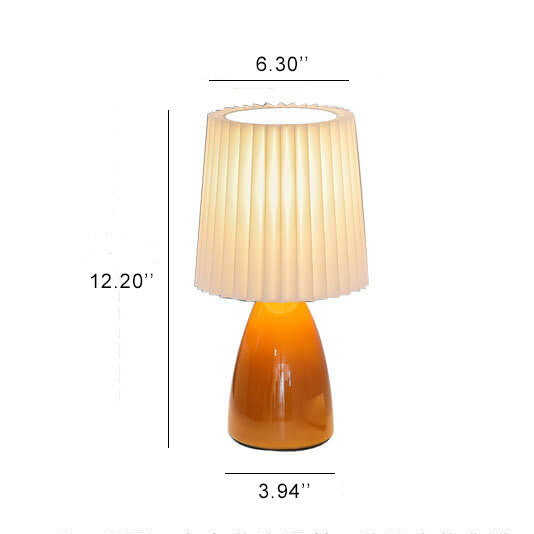 Vivolux | Skandinavische Retro-Tischlampe mit plissiertem Schirm und Glassockel