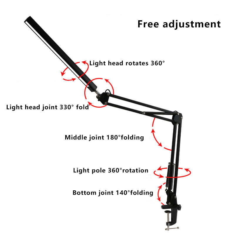 Vivolux | LED Klappbarer Langer Arm Clip Augen Schutz USB Lese Tischlampe