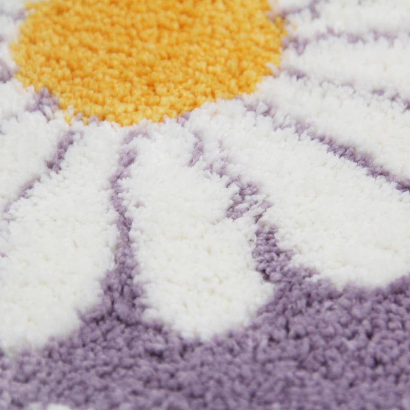 Vivolux | Feblilac Süße Gänseblümchen Badematte, Lila Blumenteppich Badezimmer