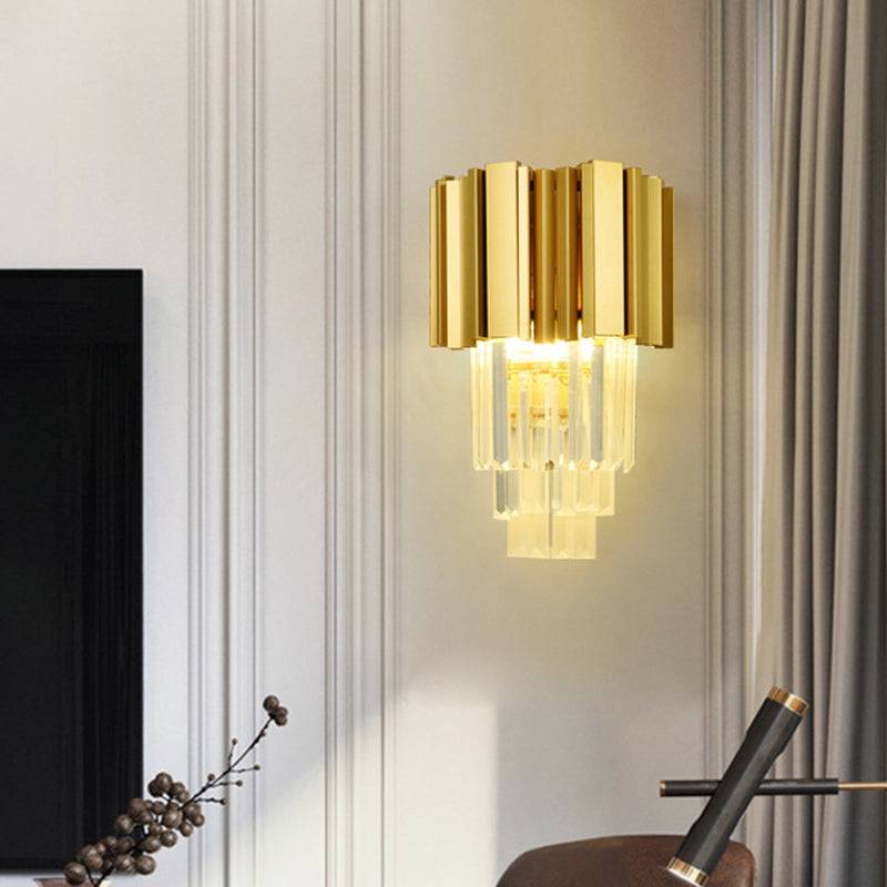 Vivolux | Traditioneel Tiered Wandlamp 2 Koppen Helder Kristal LED Wandarmatuur in Goud