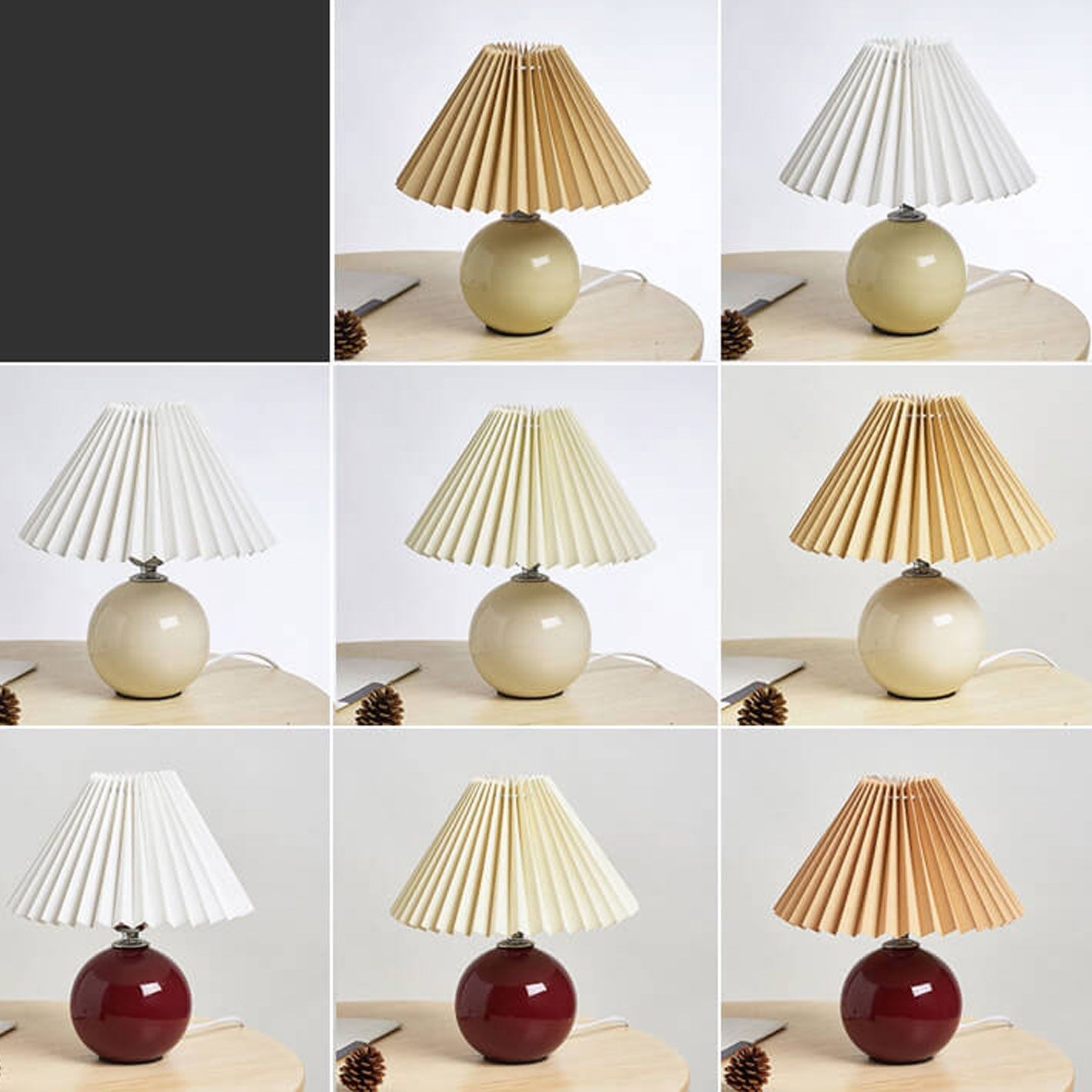 Vivolux | Nordische minimalistische 1-flammige Tischlampe aus Keramik mit Plissee