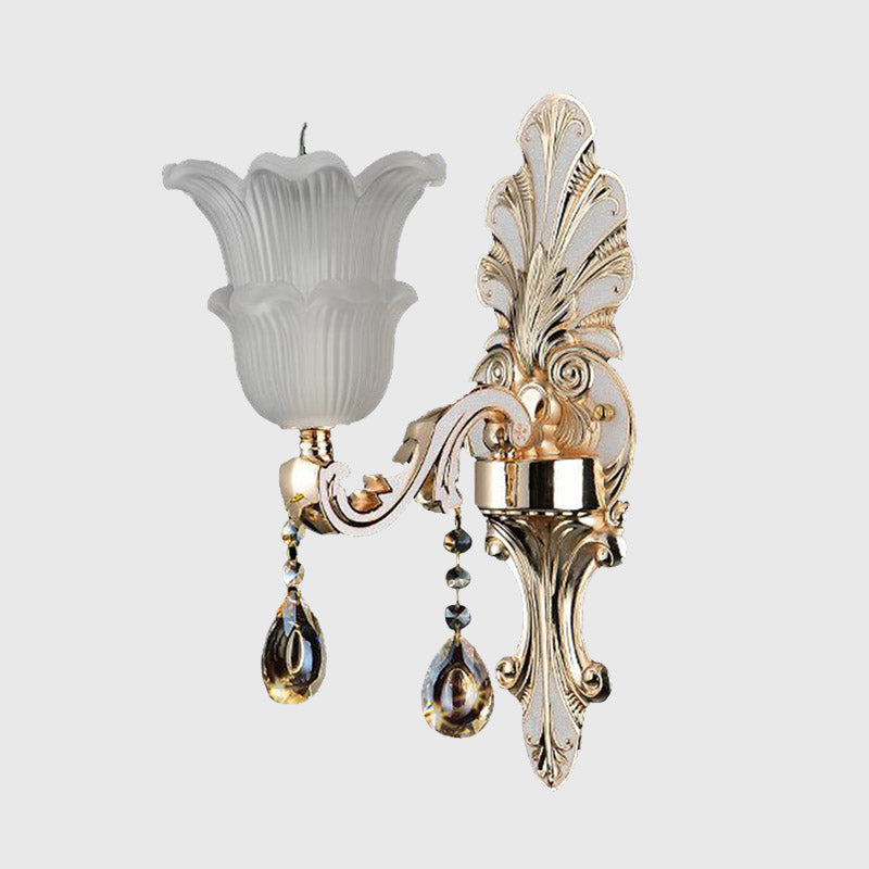 Vivolux | Traditionele Bloom Wandlamp 1/2 Koppen Heldere Kristallen Glas LED Wandlamp Licht in Goud