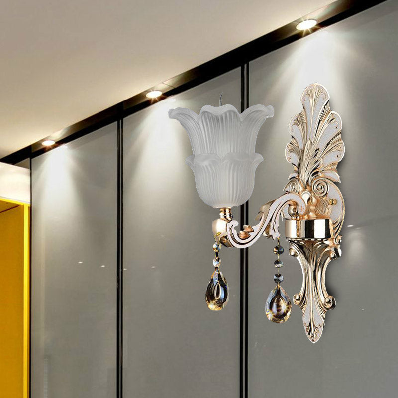 Vivolux | Traditionele Bloom Wandlamp 1/2 Koppen Heldere Kristallen Glas LED Wandlamp Licht in Goud
