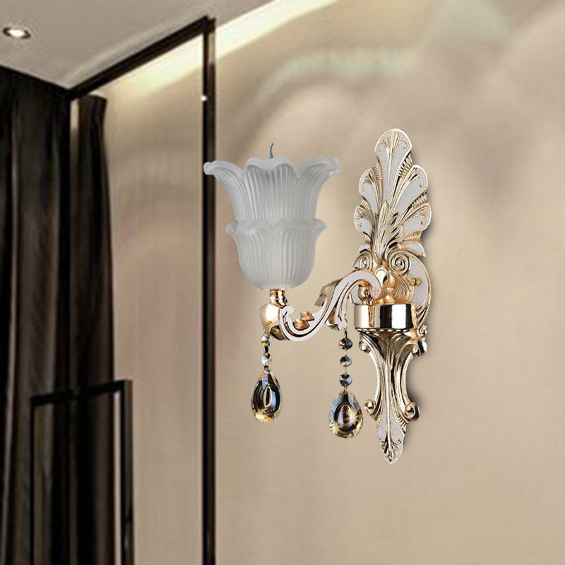 Vivolux | Traditionele Bloom Wandlamp 1/2 Koppen Heldere Kristallen Glas LED Wandlamp Licht in Goud