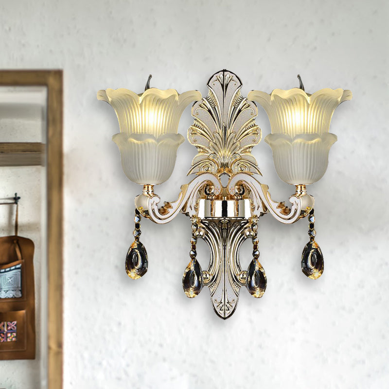 Vivolux | Traditionele Bloom Wandlamp 1/2 Koppen Heldere Kristallen Glas LED Wandlamp Licht in Goud