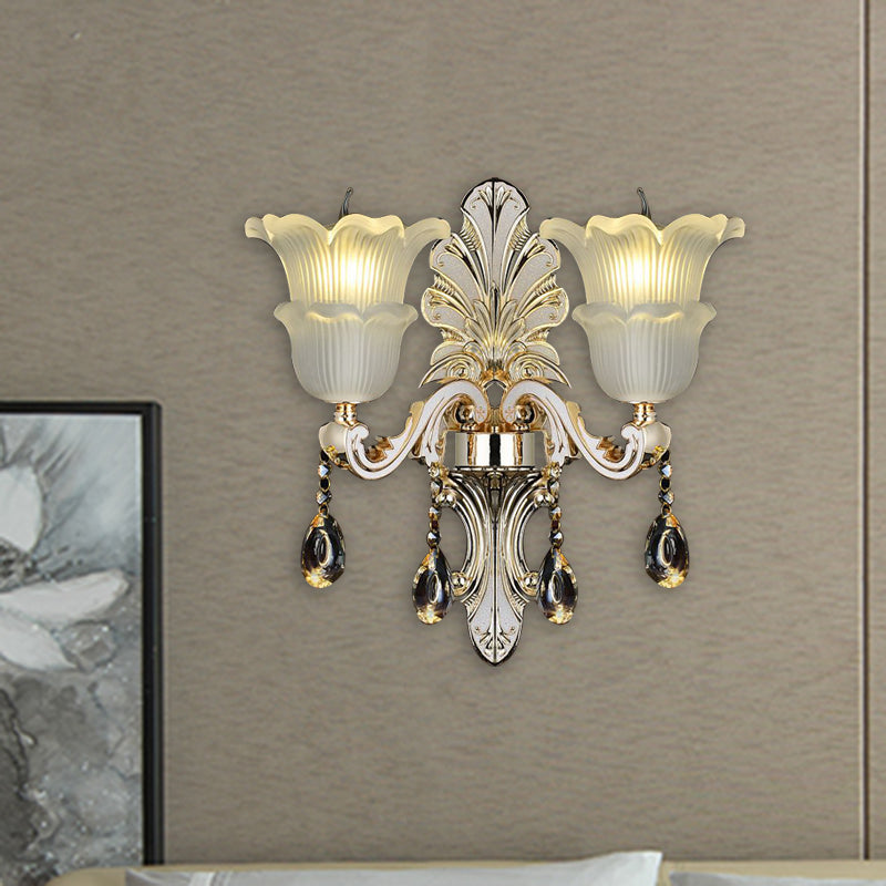 Vivolux | Traditionele Bloom Wandlamp 1/2 Koppen Heldere Kristallen Glas LED Wandlamp Licht in Goud