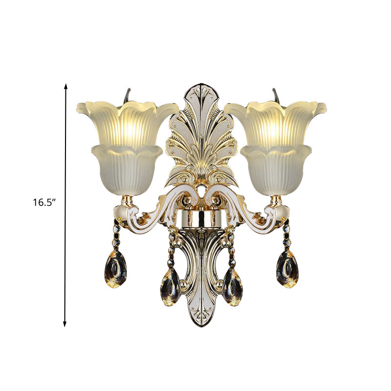 Vivolux | Traditionele Bloom Wandlamp 1/2 Koppen Heldere Kristallen Glas LED Wandlamp Licht in Goud