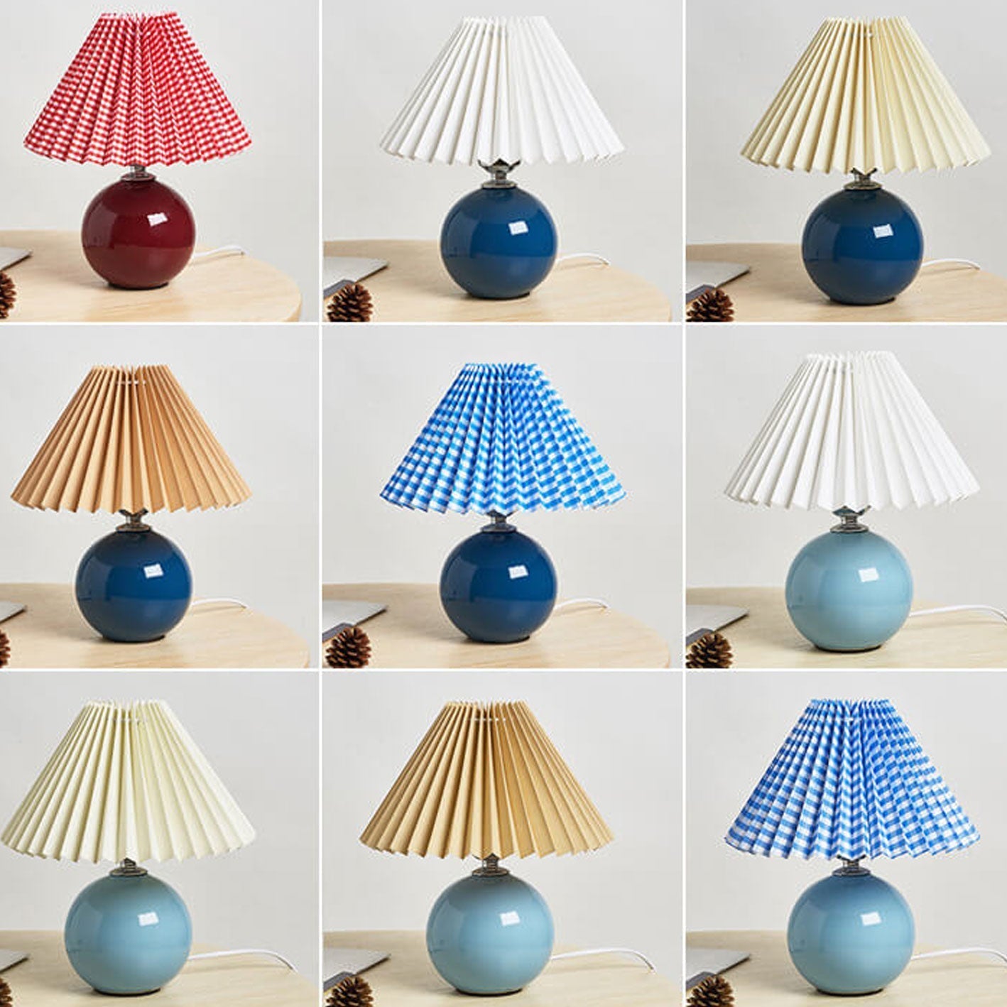 Vivolux | Nordische minimalistische 1-flammige Tischlampe aus Keramik mit Plissee